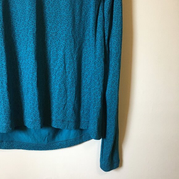 Jackpot Peacock Blue Ditsy Floral Print Cowl Collar Viscose Shirt - Picture 8 of 16